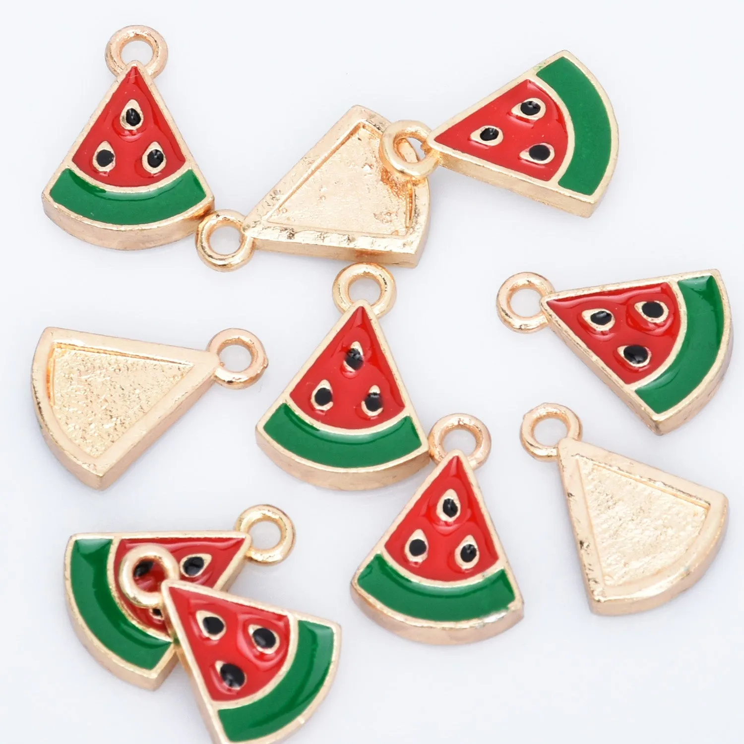 Alloy Fruit pendant watermelon/red apple/stereoscopic Strawberry/banana/cherry/pineapple shape Enamel Charms DIY Jewelry Accessories 20pcs 102790