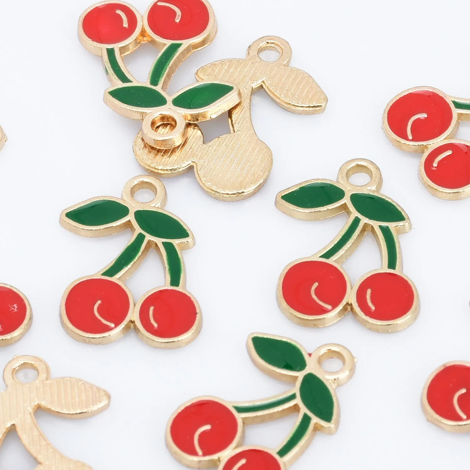 Alloy Fruit pendant watermelon/red apple/stereoscopic Strawberry/banana/cherry/pineapple shape Enamel Charms DIY Jewelry Accessories 20pcs 102790