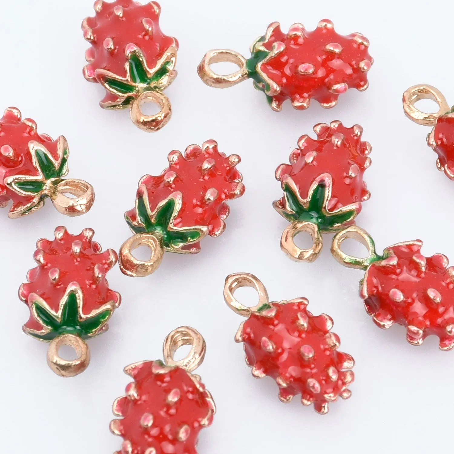 Alloy Fruit pendant watermelon/red apple/stereoscopic Strawberry/banana/cherry/pineapple shape Enamel Charms DIY Jewelry Accessories 20pcs 102790