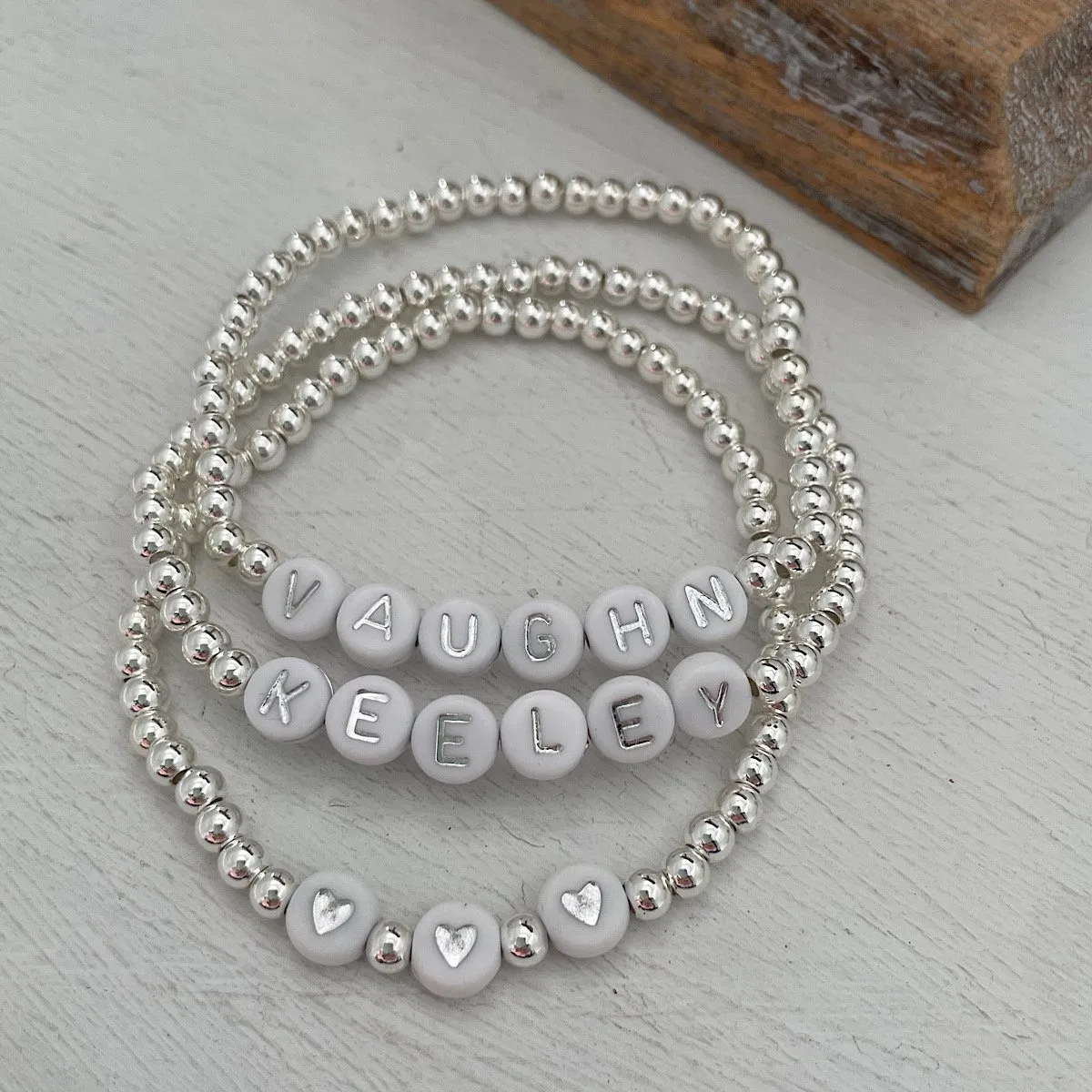 Alphabet Bead Bracelet Sterling Silver