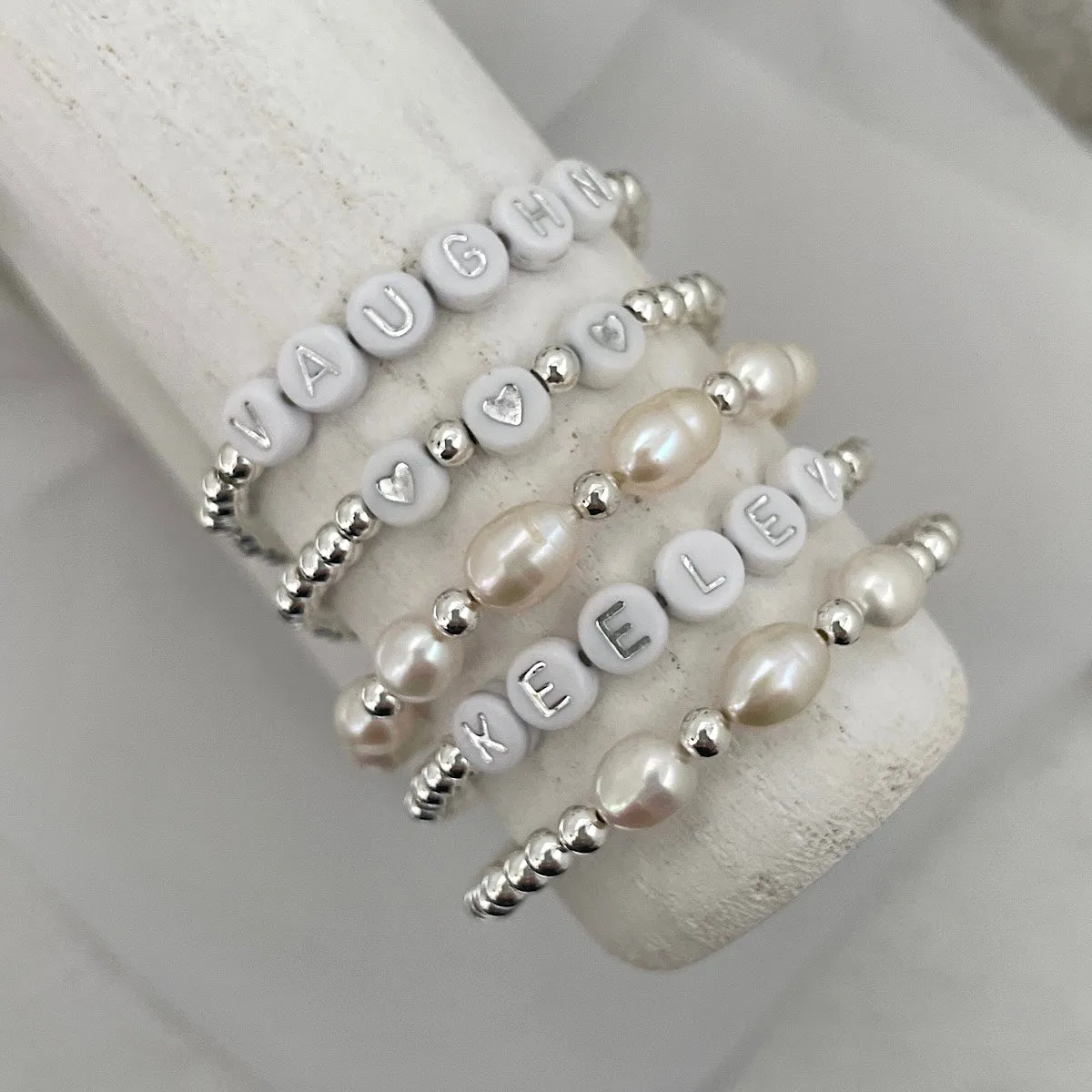 Alphabet Bead Bracelet Sterling Silver