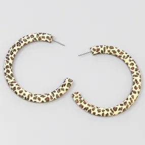 Animal Print Wooden Hoop Earrings