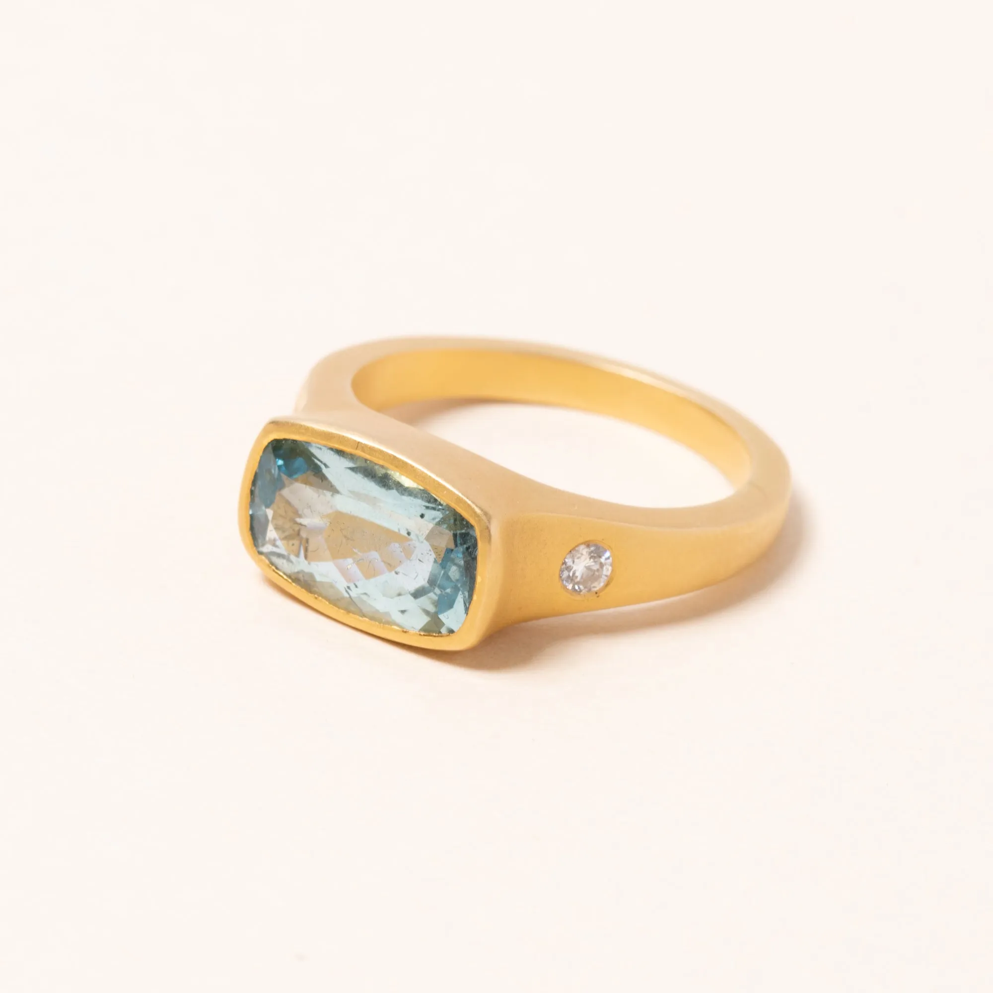 Aquamarine in Gold Ring