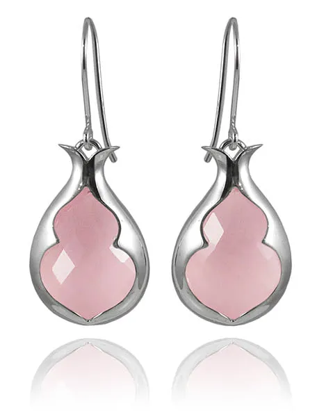 Arabesque Stone Lantern Earrings Rose Quartz