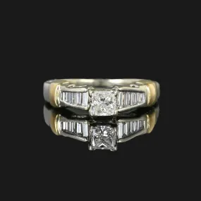 Baguette and Princess Cut Diamond Engagement Ring