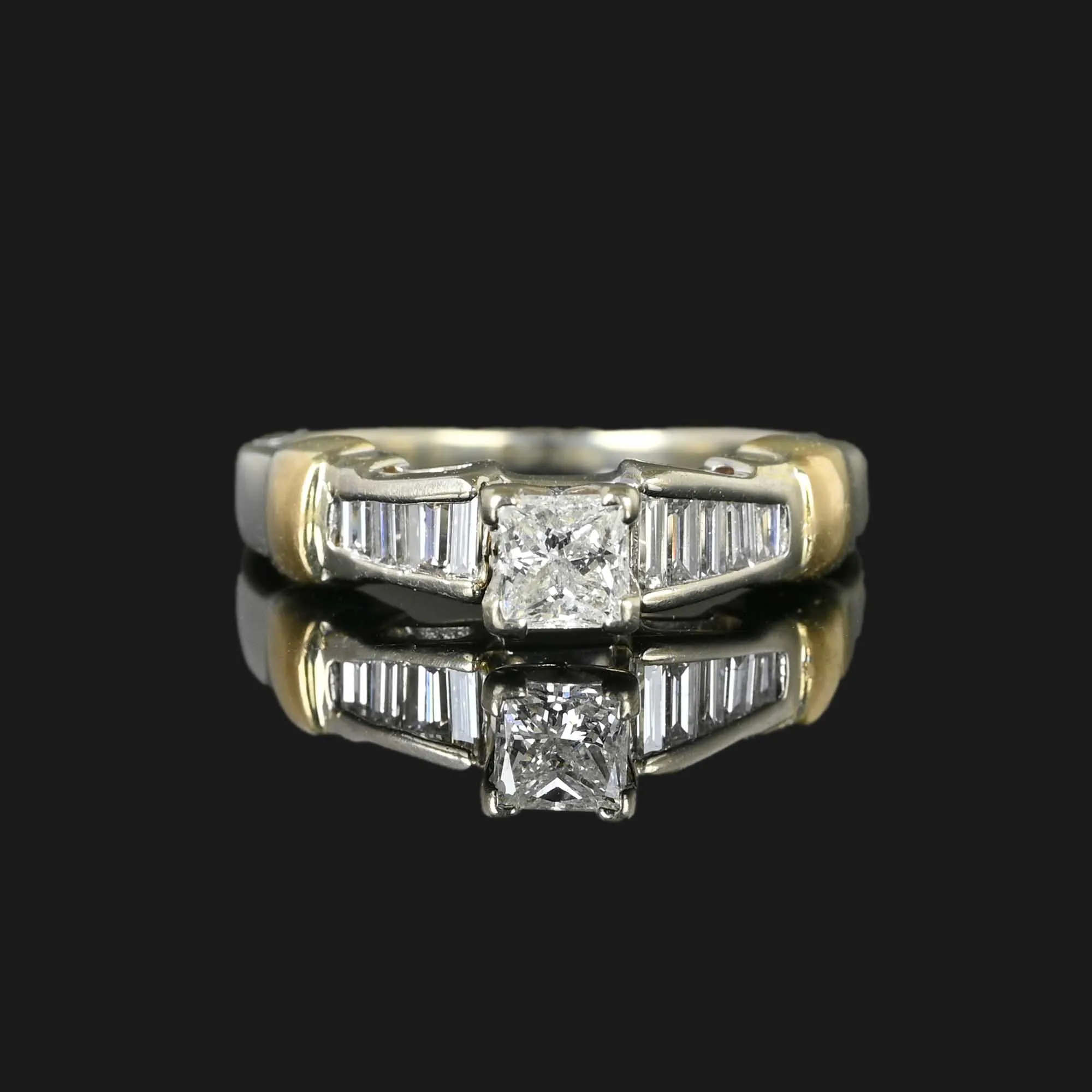 Baguette and Princess Cut Diamond Engagement Ring