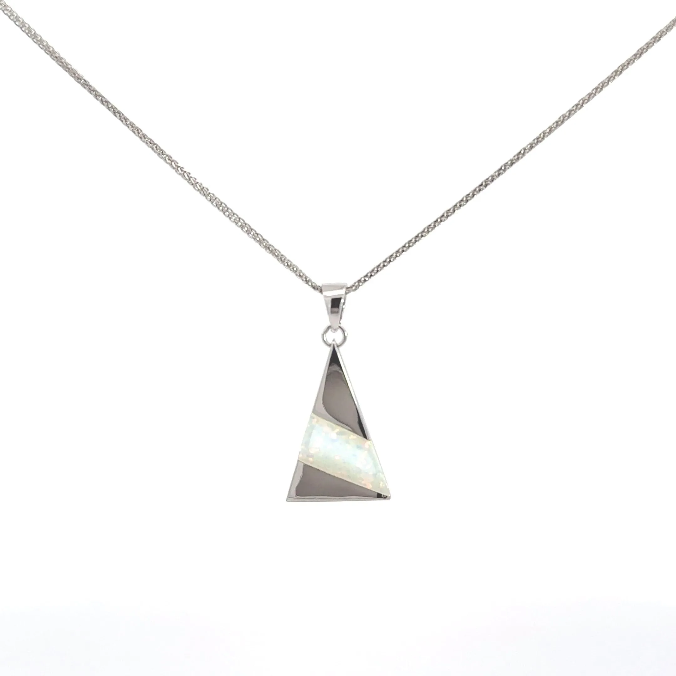 Baikalla Sterling Silver Lab-Made Opal Pendant Necklace