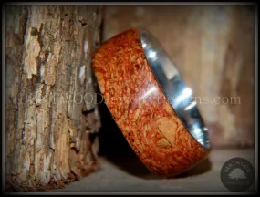 Bentwood Ring - Figured Red Mediterranean Oak Burl Wood Ring with Surgical Grade Stainless Steel Comfort Fit Metal Core