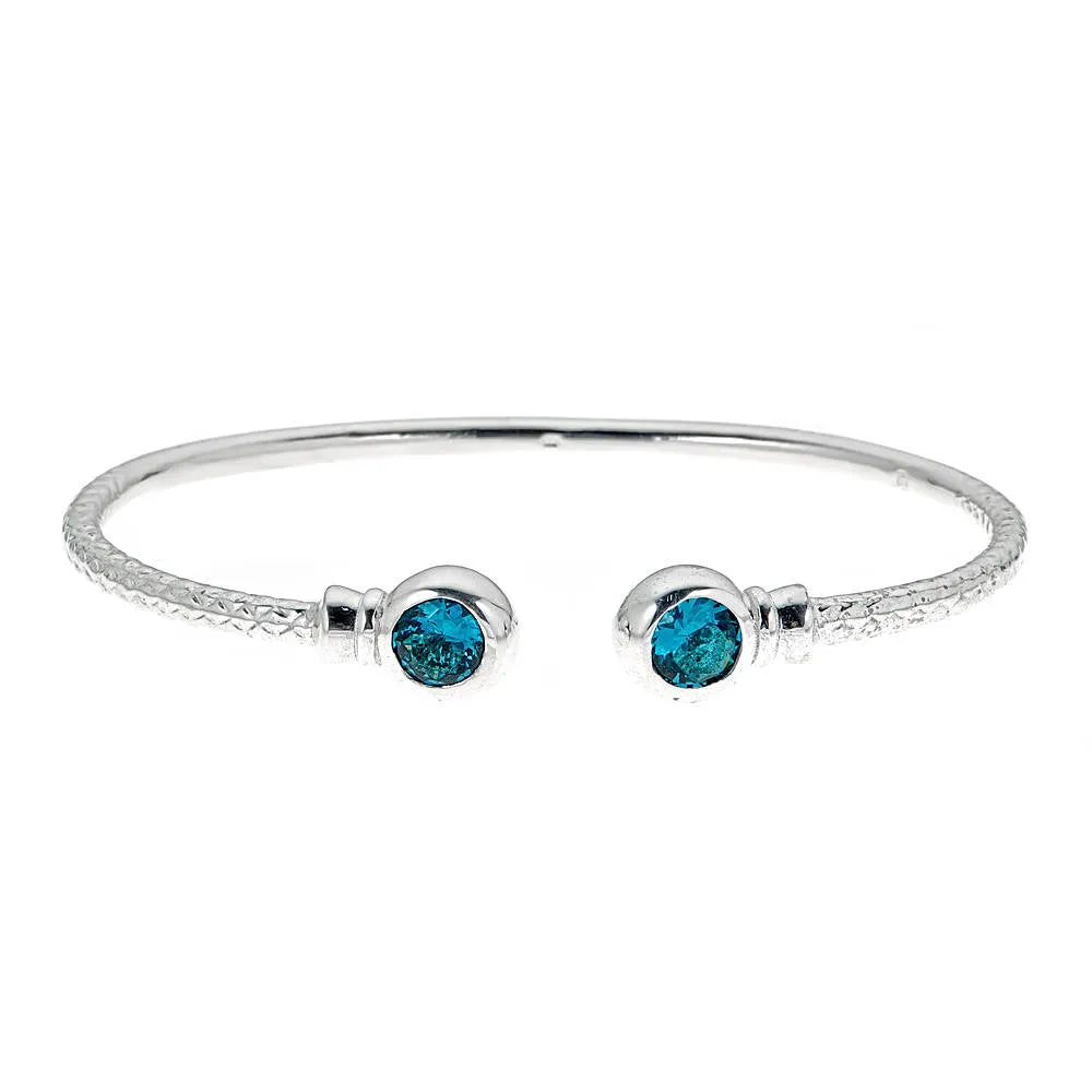 Better Jewelry Personalized Birthstone Solid .925 Sterling BABY West Indian Bangles