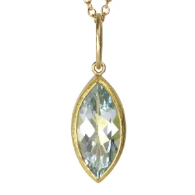 Bezel-Set Faceted Marquise Aquamarine Pendant