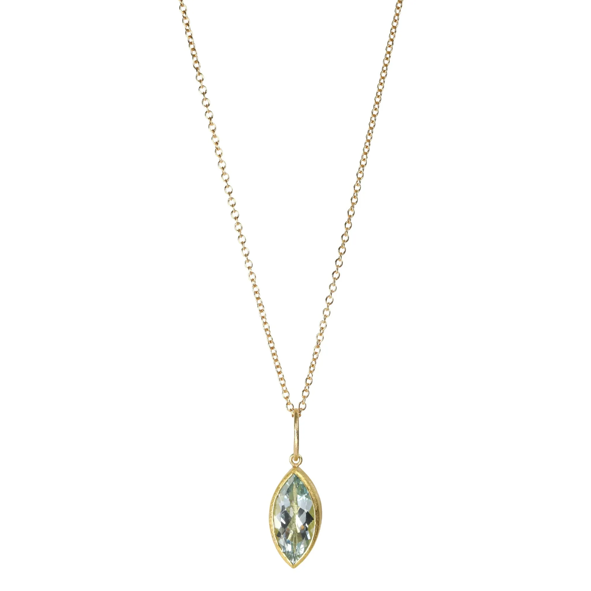 Bezel-Set Faceted Marquise Aquamarine Pendant