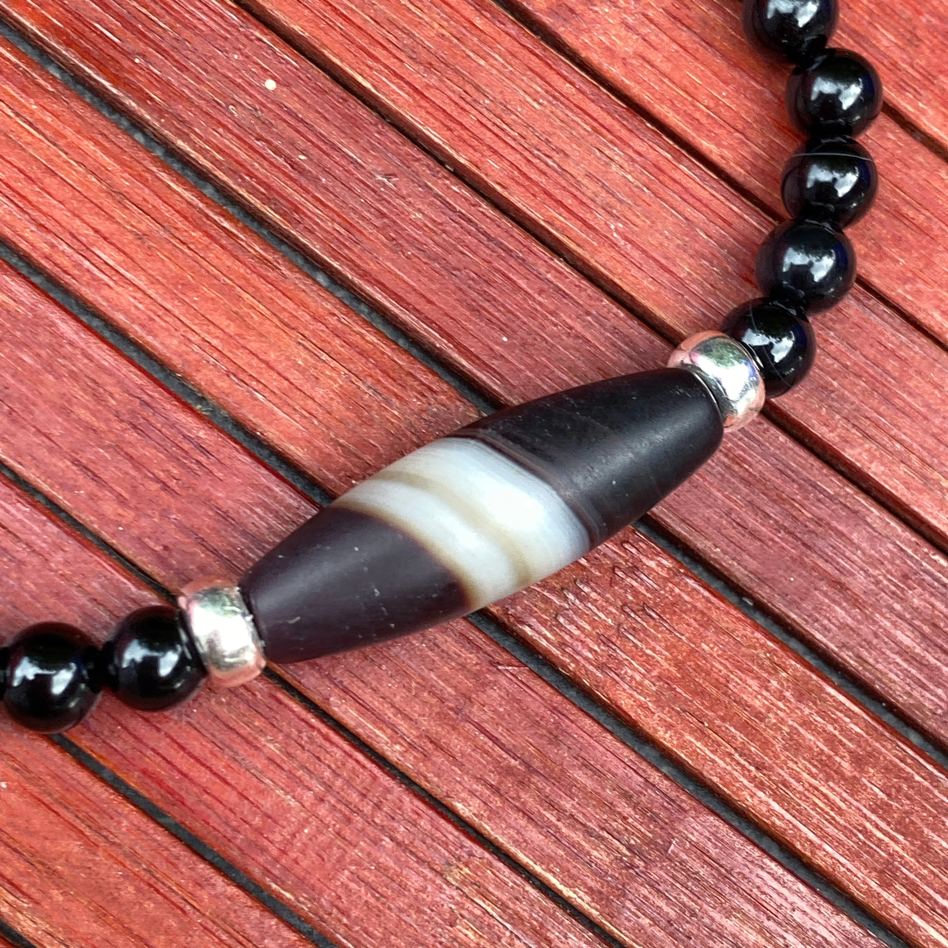 Black Banded Agate gemstone Beaded Bracelet