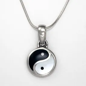 Black Onyx Mother of Pearl Silver Yin-Yang Pendant