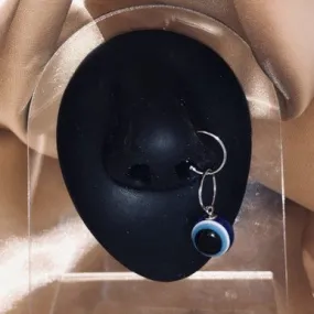 Blue Evil Eye Nose Hoop Ring Piercing