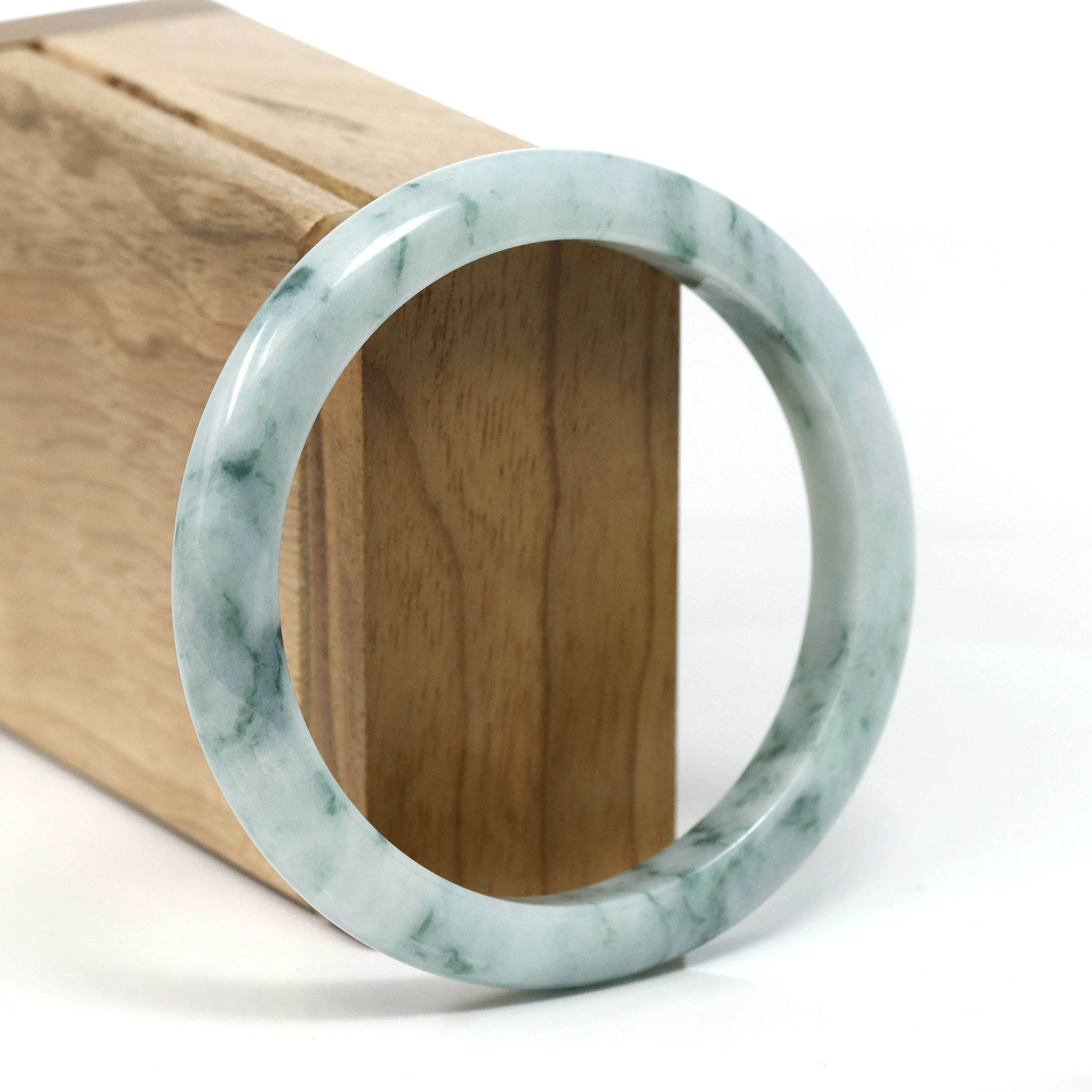 Burmese Blue-Green Jade Jadeite Bangle Bracelet (59.65 mm) T244