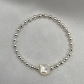 Cat Mom Bead Bracelet Sterling Silver