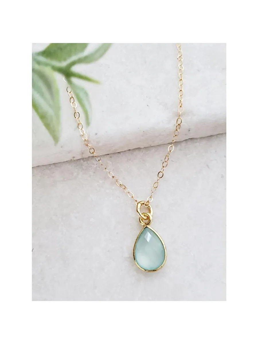 Chalcedony Teardrop Necklace