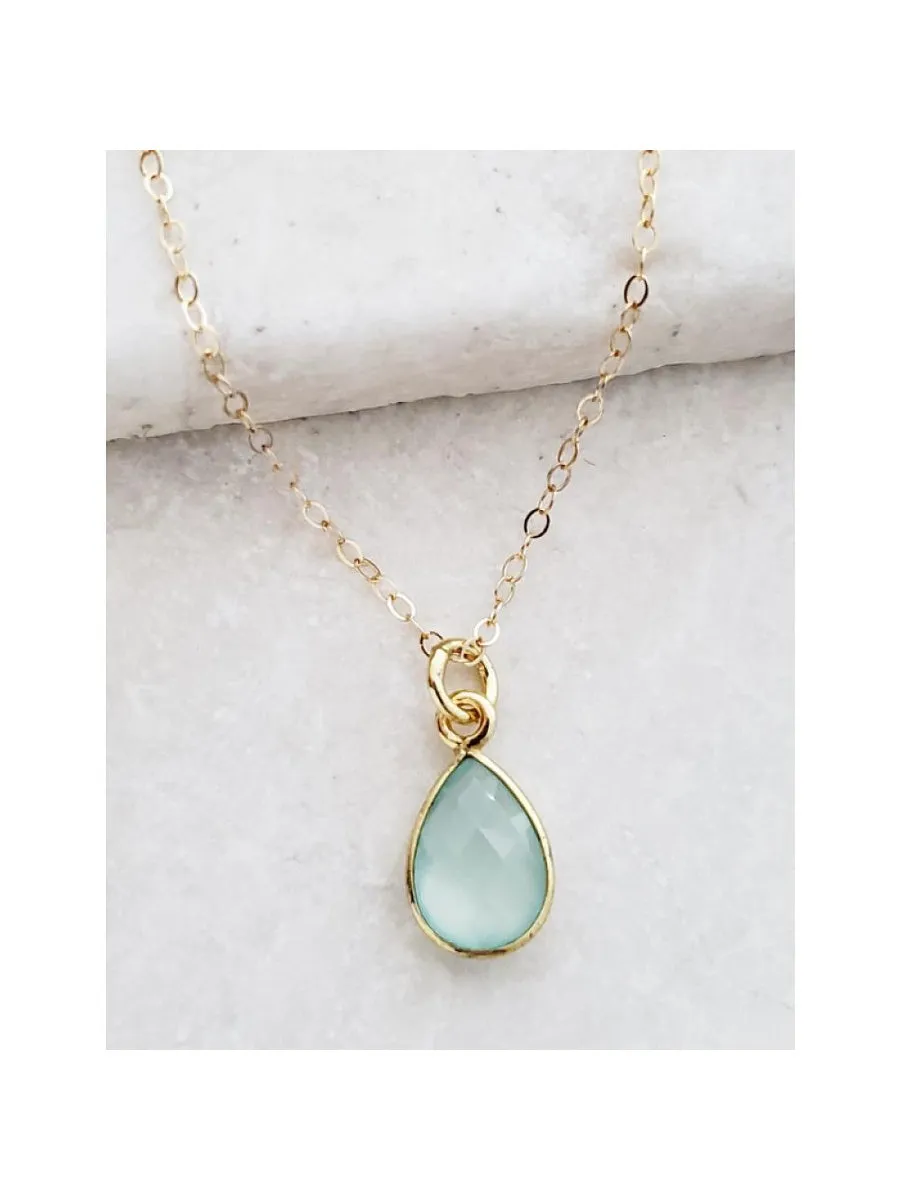 Chalcedony Teardrop Necklace