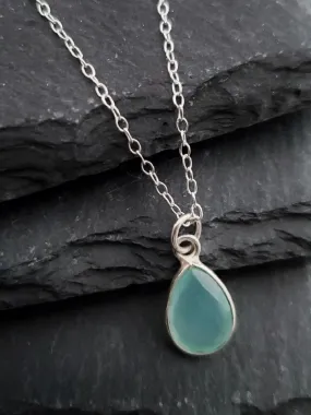 Chalcedony Teardrop Necklace