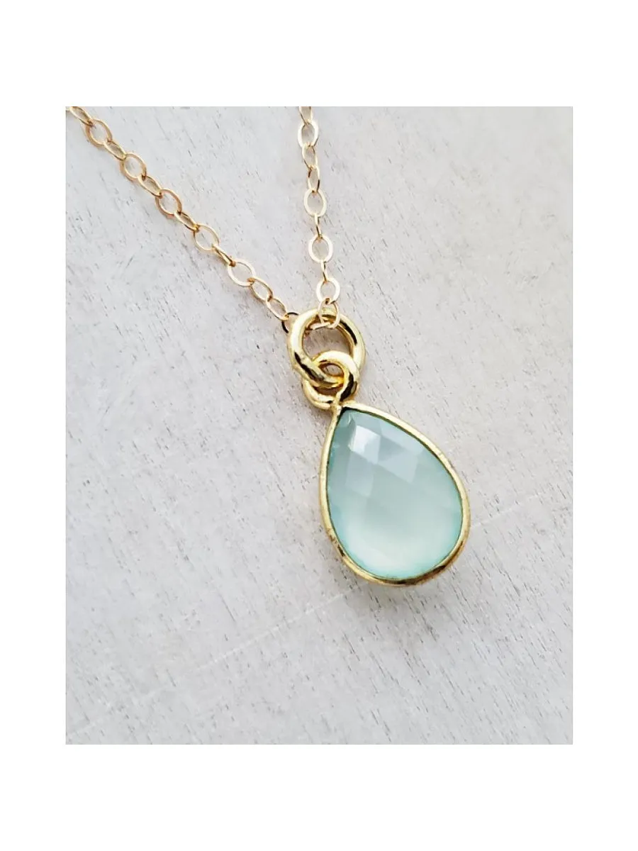 Chalcedony Teardrop Necklace