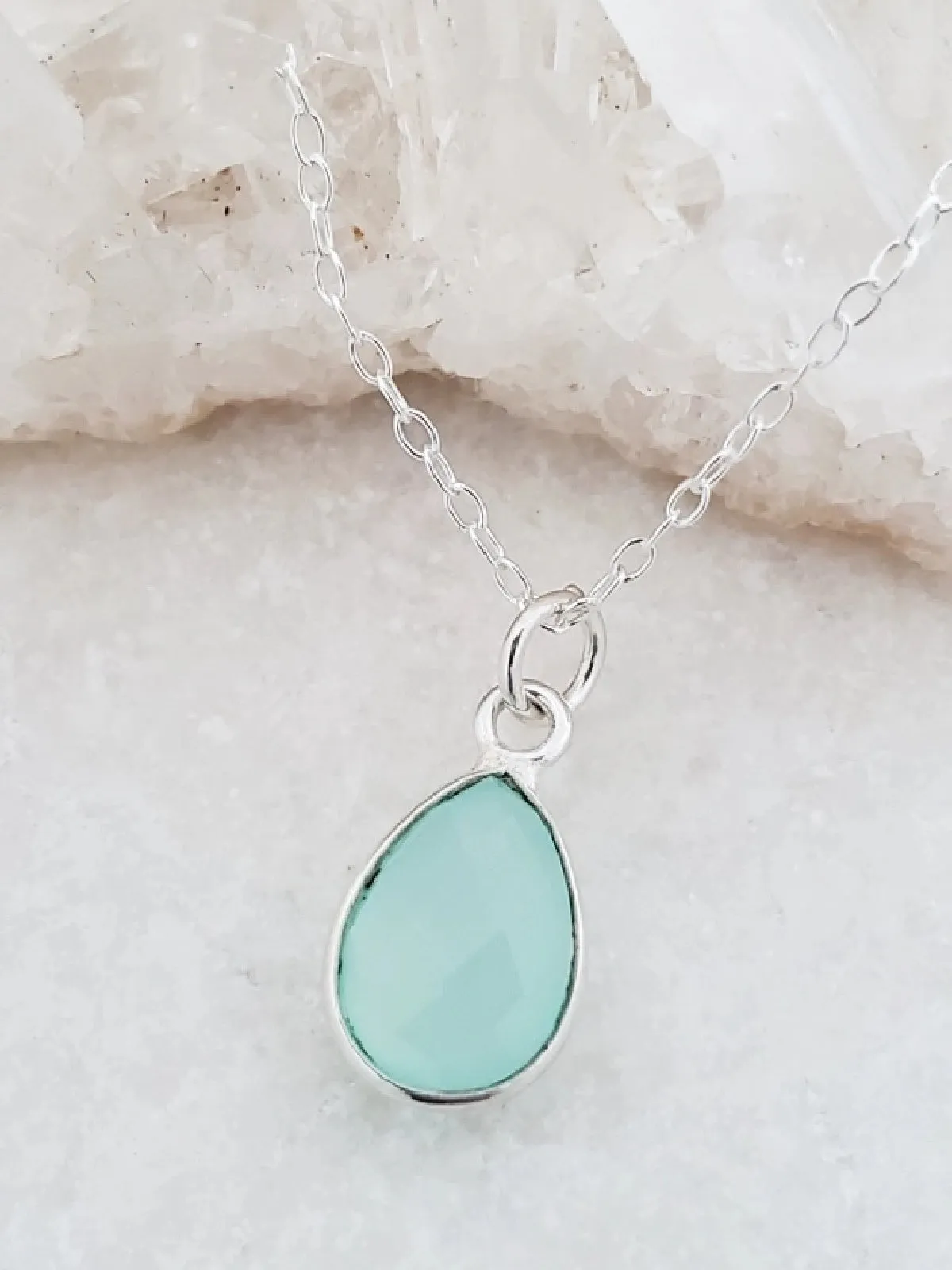 Chalcedony Teardrop Necklace