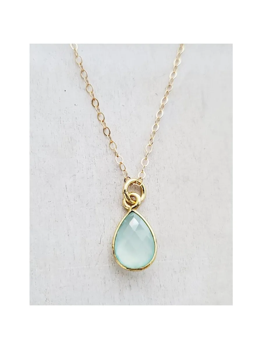 Chalcedony Teardrop Necklace