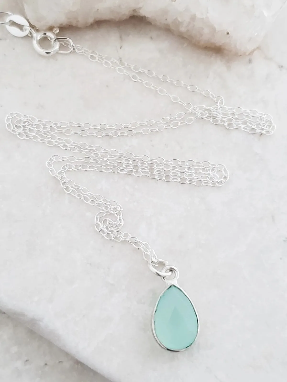 Chalcedony Teardrop Necklace