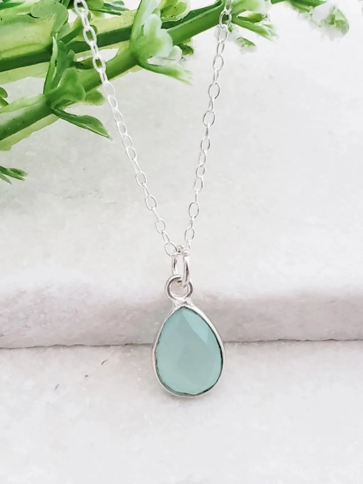 Chalcedony Teardrop Necklace