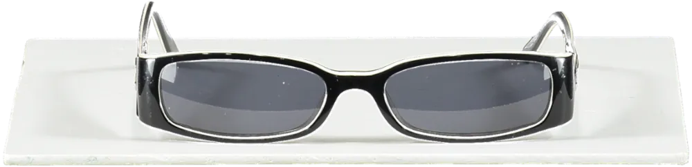 Chanel Black Black/white Vintage 3094 Cc Logo Arm Slim Sunglasses