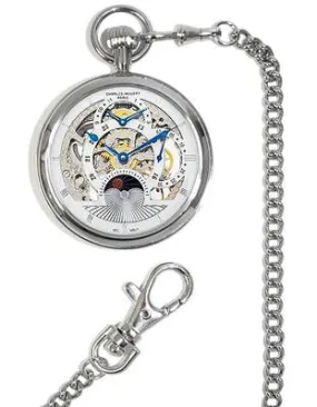 Charles-Hubert Dual Time Automatic Pocket Watch - Skeleton Dial - Sun & Moon