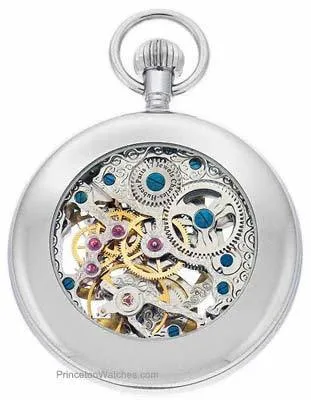 Charles-Hubert Dual Time Automatic Pocket Watch - Skeleton Dial - Sun & Moon