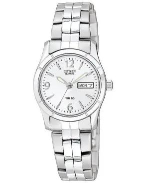 Citizen Quartz Ladies Day/Date Watch - Silver-Tone Dial - Steel Case & Bracelet