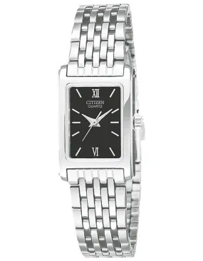 Citizen Quartz Ladies Watch - Black Dial with Stainless Steel Case and Bracelet