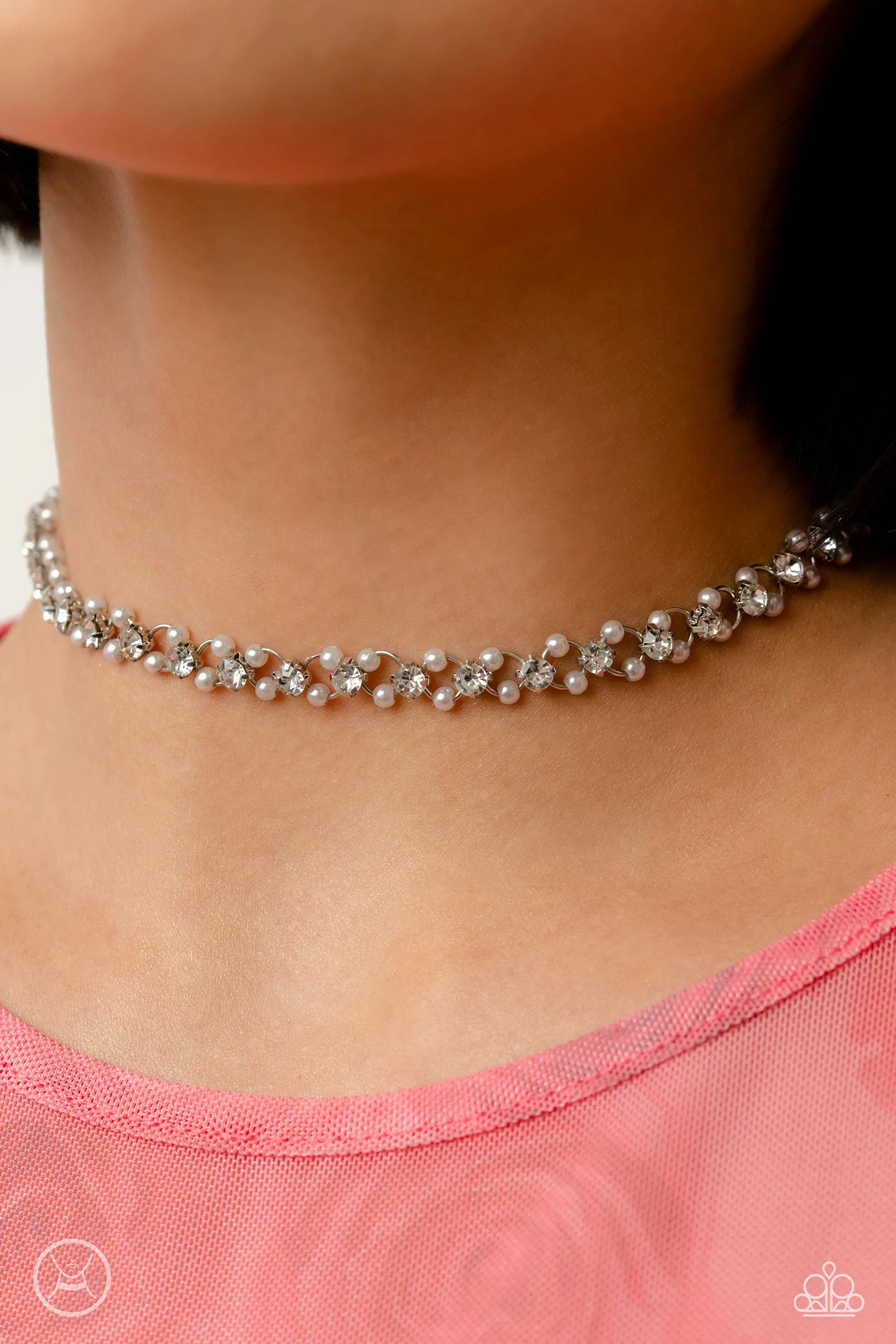 Classy Couture White Pearl Choker Necklace - Paparazzi Accessories