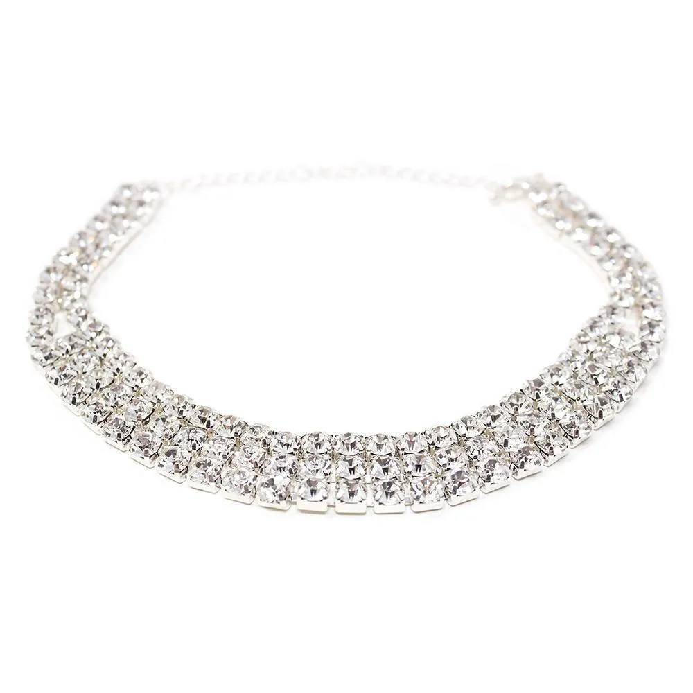 Clear Cubic Zirconia Three Row Choker