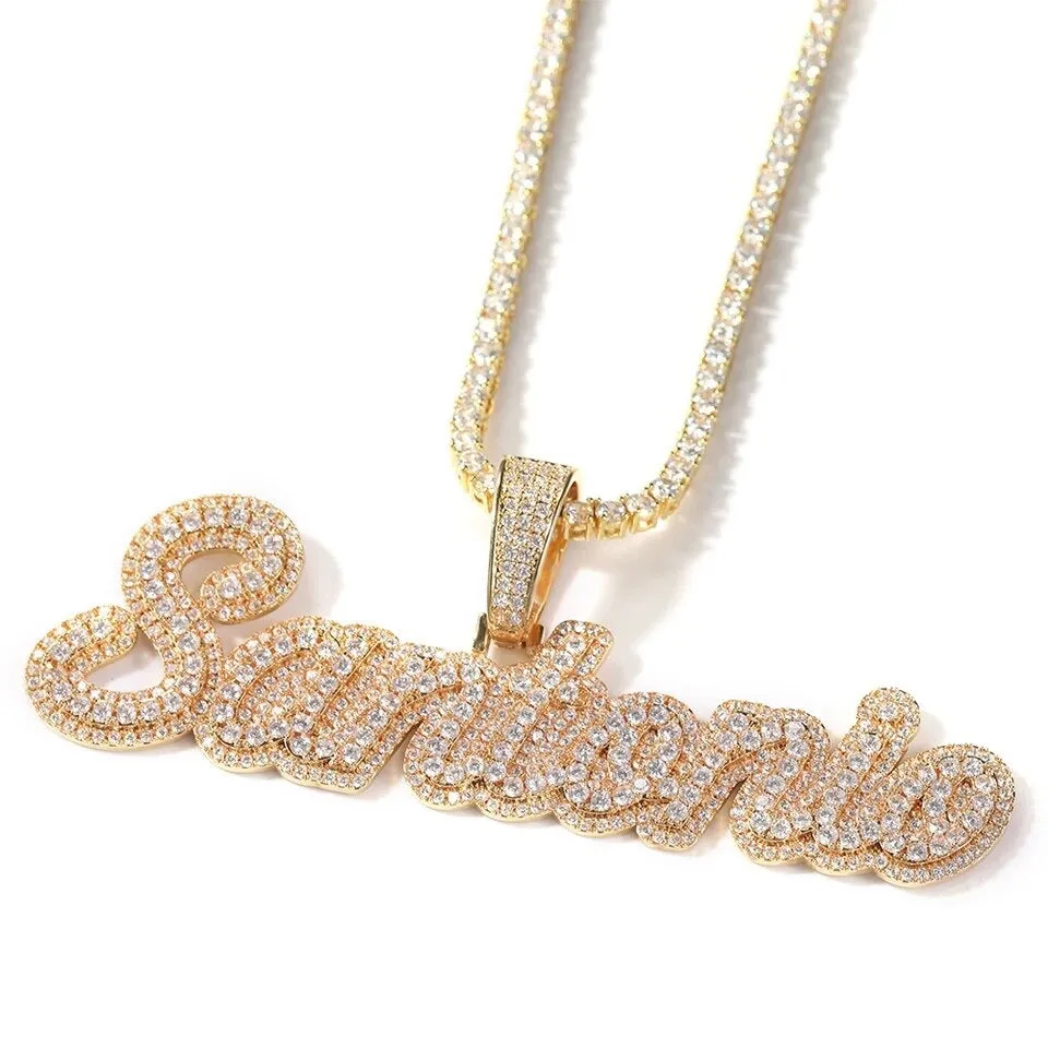 Clustered Baguette Name Necklace