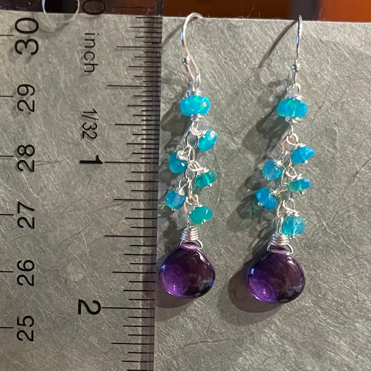 Colorful Alexandrite Quartz and Paraiba Opal Dangles