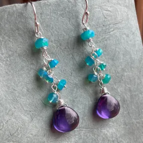 Colorful Alexandrite Quartz and Paraiba Opal Dangles