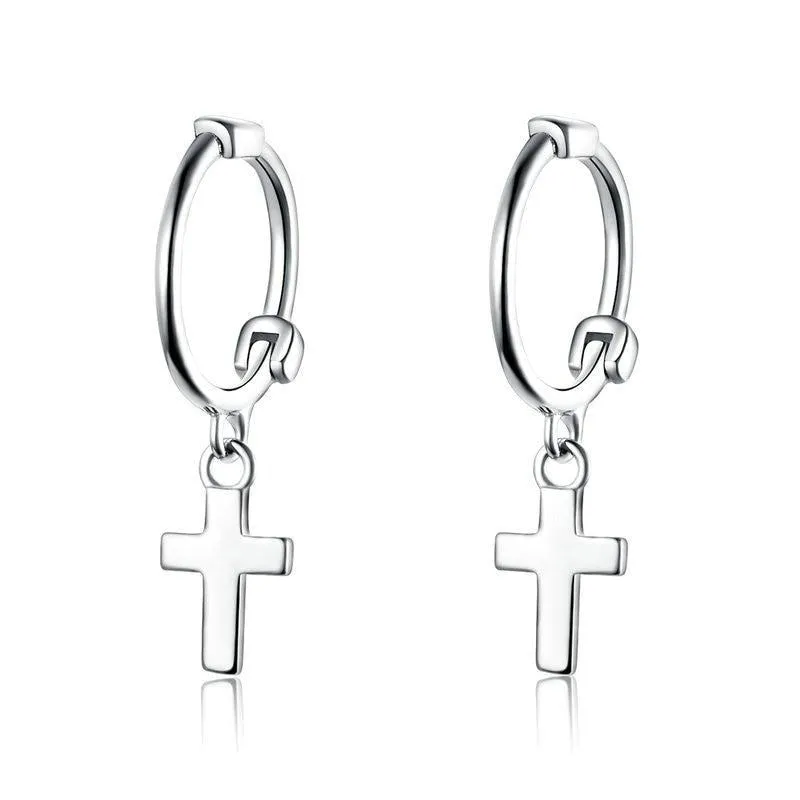 Cross 925 Sterling Silver Vintage Wedding Drop Earrings