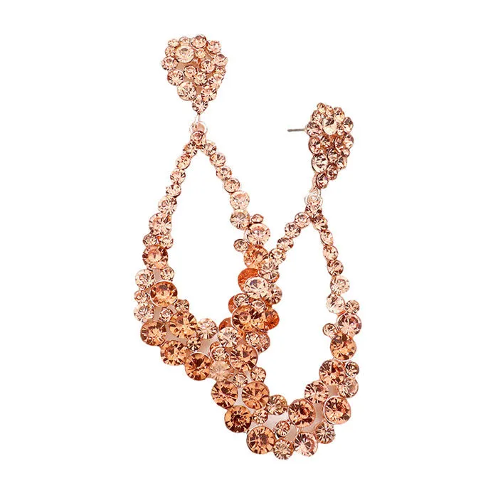 Crystal Bubble Cluster Teardrop Evening Earrings