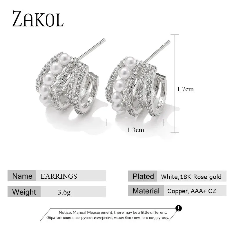 Cubic Zirconia Geometric Stud Earrings for Women S4130142