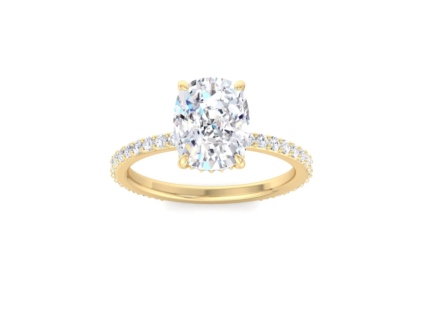 Cushion Cut Lab-Created Diamond Halo Engagement Ring