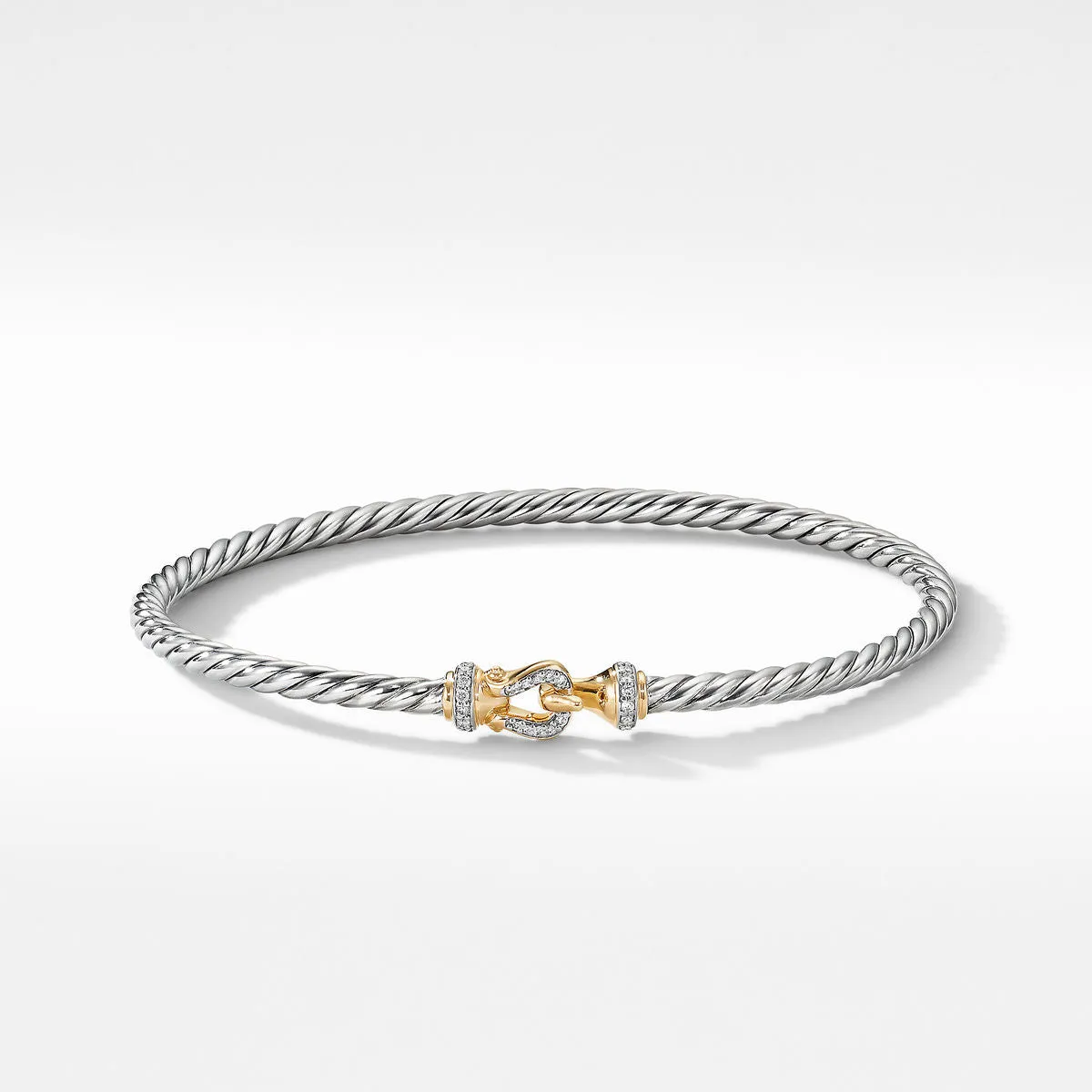 David Yurman 3MM Buckle Two-Tone Diamond Bracelet