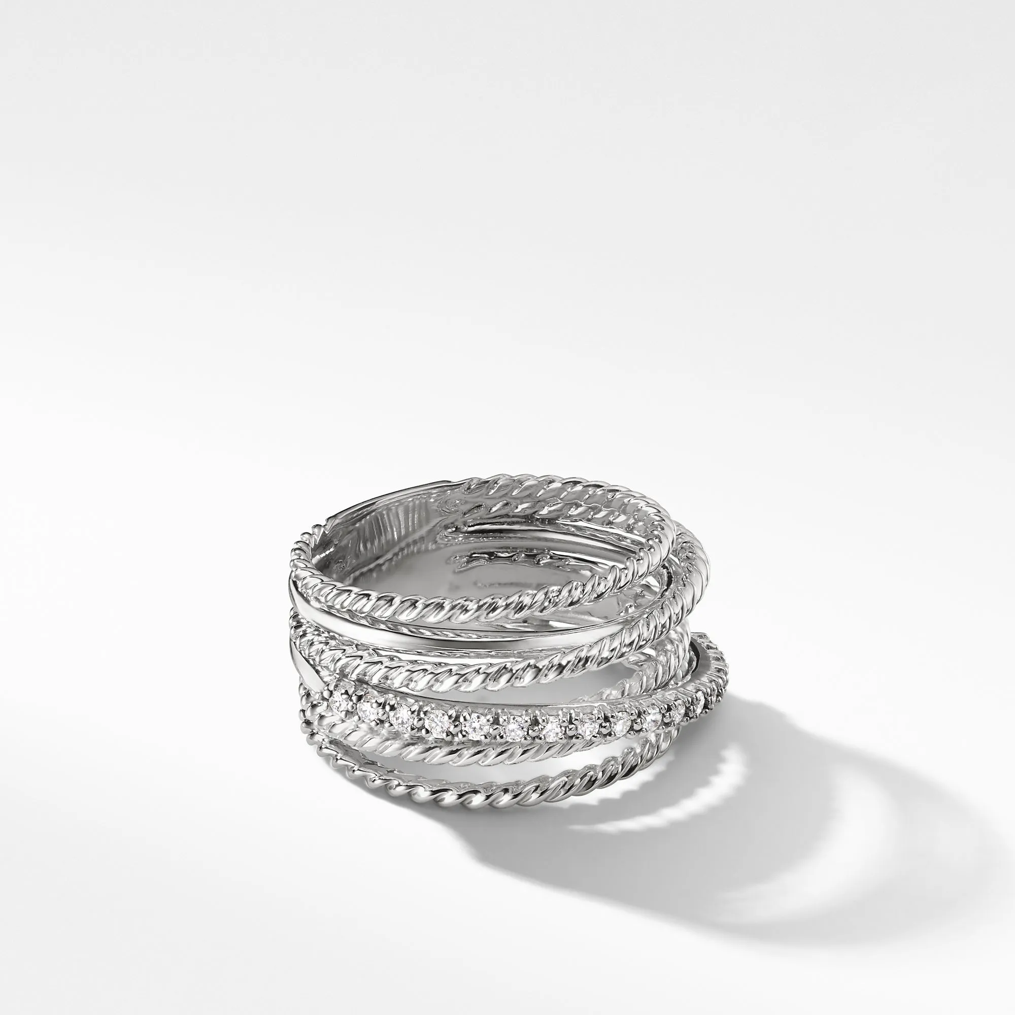 David Yurman Crossover 11MM Wide Ring with Diamonds