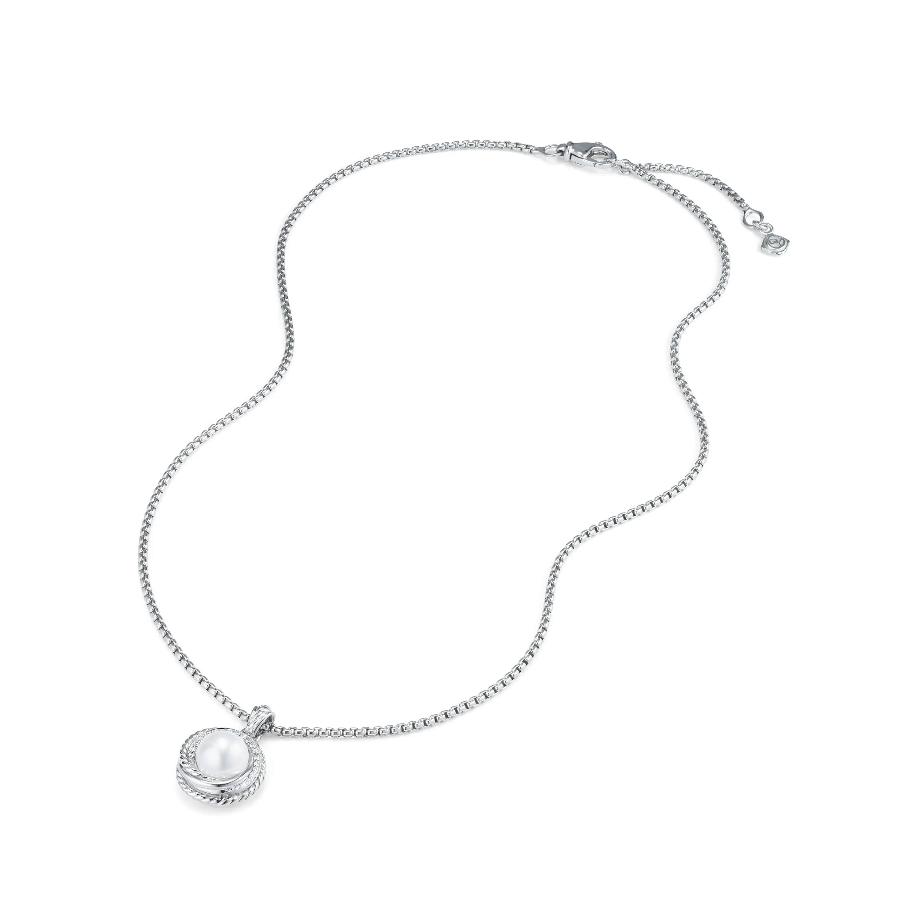 David Yurman Crossover Pearl Pendant Necklace with Diamonds