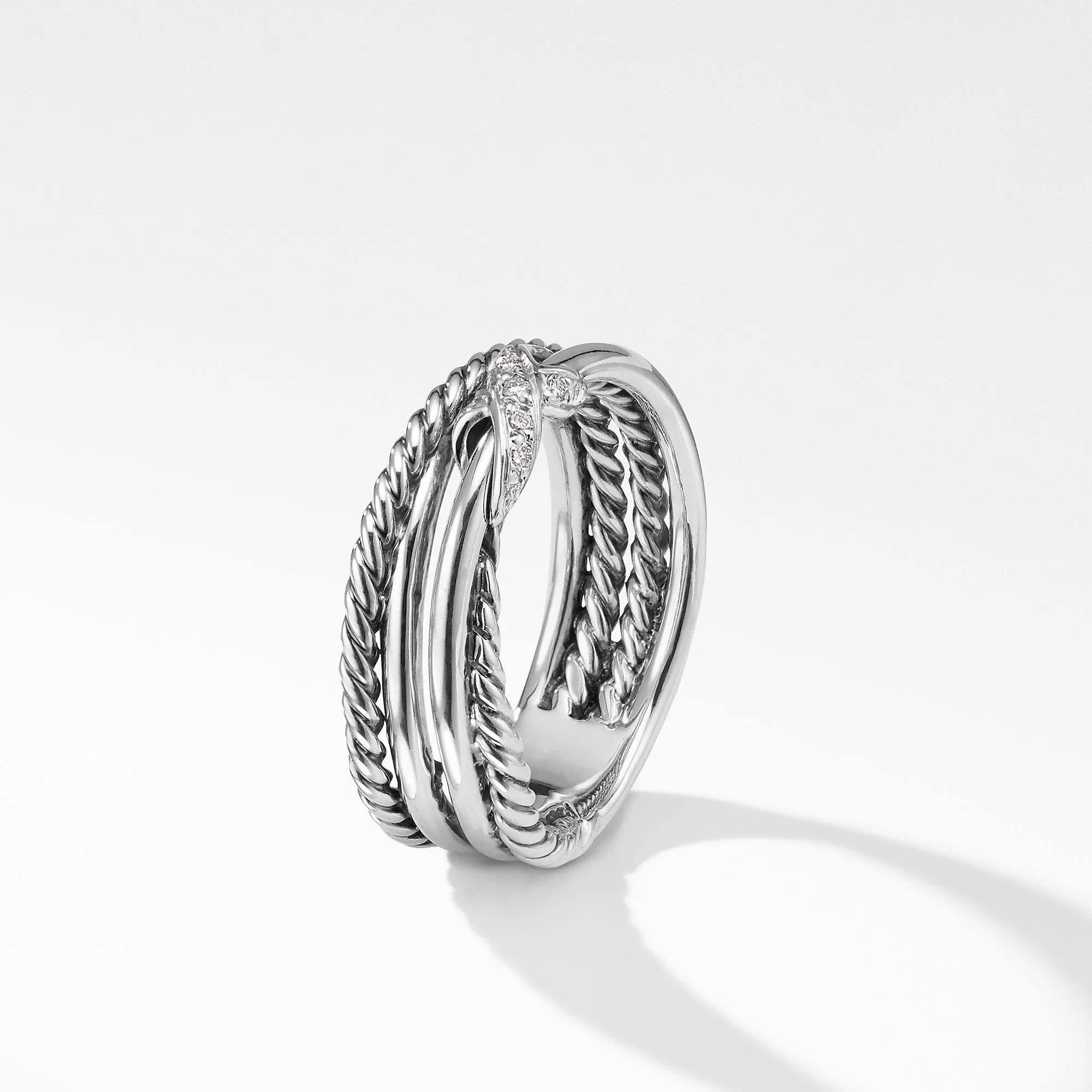 David Yurman Crossover X Ring with Diamonds 6MM