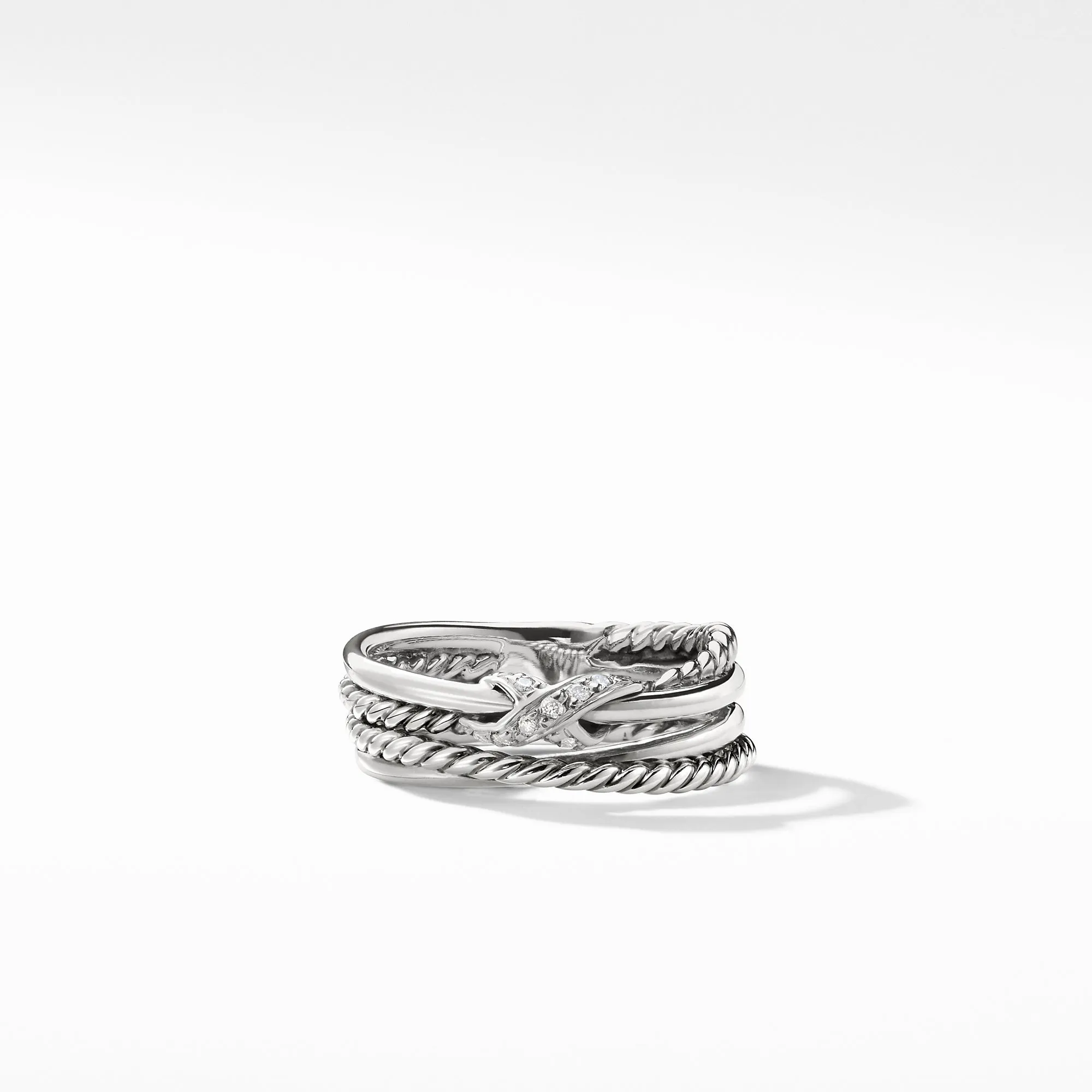 David Yurman Crossover X Ring with Diamonds 6MM