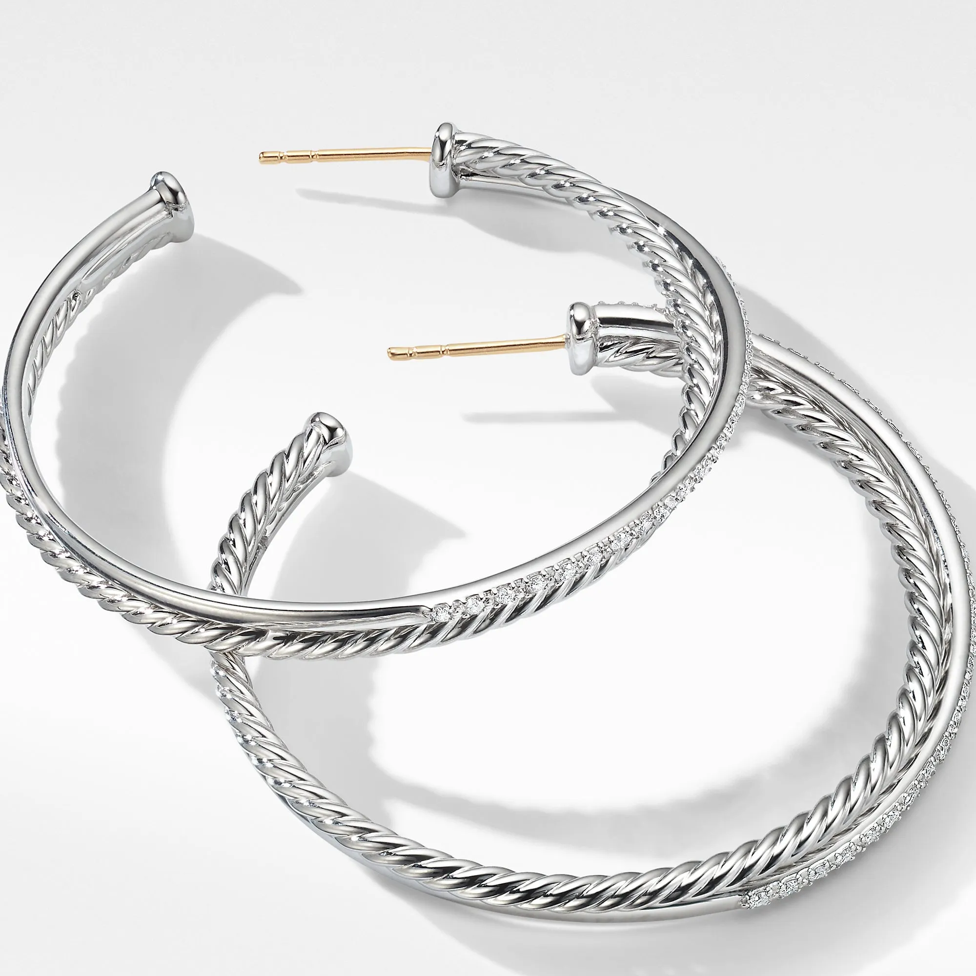 David Yurman Crossover XL Hoop Earrings with Diamonds