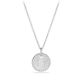 David Yurman Initial N 18k White Gold Diamond Necklace