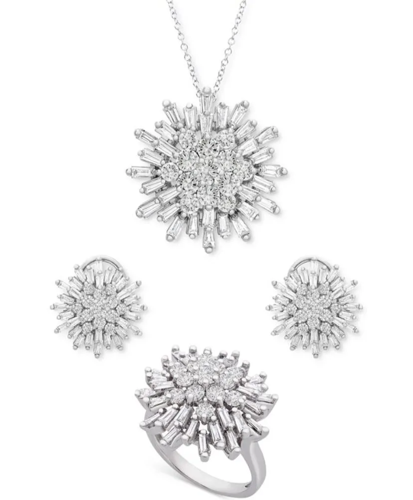 Diamond Baguette Round Diamond Cluster Jewelry Collection -S4797634